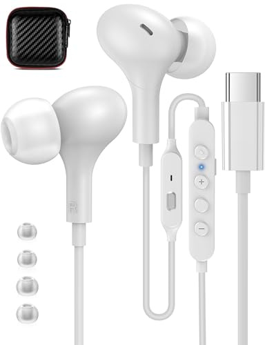 Écouteurs USB C pour Samsung Galaxy A55 A35 A54 A34 A33 Z Flip6,HiFi Stéréo Magnétique Karaoke Ecouteurs Filaire USB C avec Mic pour iPhone 16e 17 Pro Max Redmi Note 13 Pro+Pixel 8a 9 Pro POCO X6 Pro
