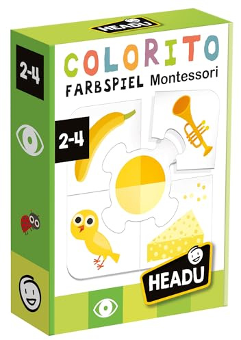 Headu Colorito Farbspiel Montessori Farben Lernen ab 2 Jahren Kinder | Farben und Abstufungen erkennen, visuelle Wahrnehmung schulen. Mit Pädagogen entwickelt - Made in Italy aus FSC-Karton