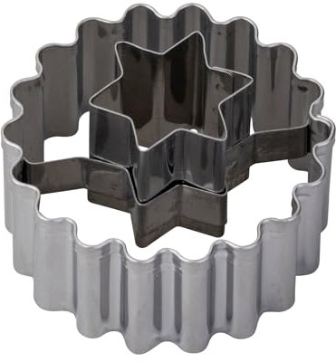 Zenker Cortador de galletas con estrella, acero inoxidable, diámetro 54 x 36 mm, inoxidable, apto para lavavajillas, cortador 2 en 1 para motivos navideños y galletas Linzer, plata con logotipo láser