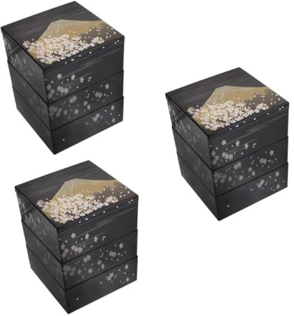 Alipis 3 Pièces boîte à sushis étui à bento de style étui à bento portatif boite à bento boite de rangement caisse à bento traditionnelle japonaise caisse à bento avec couvercle