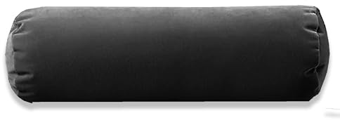 Kosiproducts Round Bolster Cushion Plush Velvet Pillow for Yoga Neck Relaxing Virgin Hollow Fibre Roll [60cmx20cm, Black]
