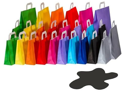 VEPATIM 250 Papiertragetaschen Papiertaschen Flachhenkel 18x8x22cm schwarz 70gr.