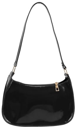 Energather Piccola borsa, piccola borsa a tracolla in pelle PU per donne e ragazze, borsa a mezzaluna da donna con cerniera per viaggi, lavoro, appuntamenti, shopping