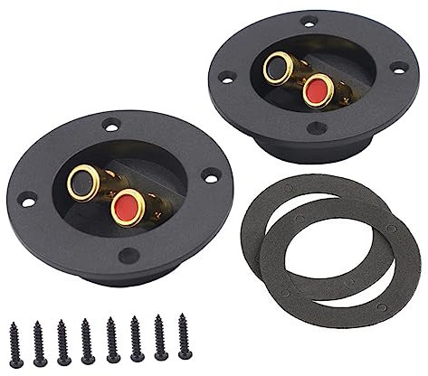 Mikikit 2pcs Car Audio Junction Box Speaker Terminals Gold-plated Speaker Wire Connectors for Diy Suitable for Subwoofer Box Terminal and