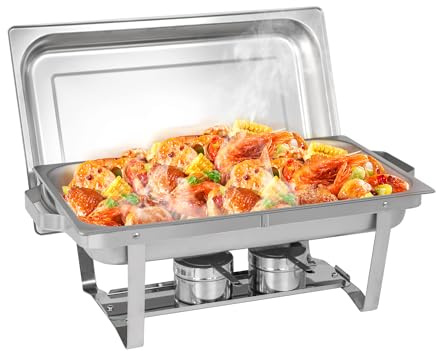 Hakka 9L Chafing Dish Buffet Set & Food Warmers,Rectangle Stainless Steel Food Warmers Kit,Food Heaters for Buffet Catering,Food Cold for Restaurant and Parties