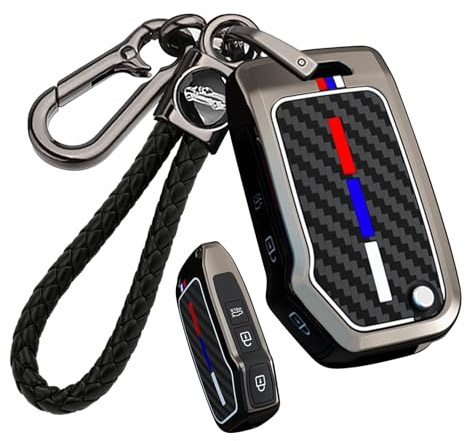 ontto Passt für KIA Autoschlüssel Hülle für Kia Sportage NQ5 R GT Stinger GT Sorento Picanto Ceed CD Proceed Cerato Schlüsselhülle Metall Schlüsselcover Schlüsselgehäuse Schutzhülle 3 Tasten-B Schwarz