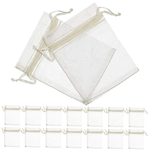EXHUMKY 100 Stück Organza Beutel mit Kordelzug Kleine Netzbeutel 8x10cm Leichte Geschenkverpackungstaschen für Süßigkeiten Party und Hochzeit