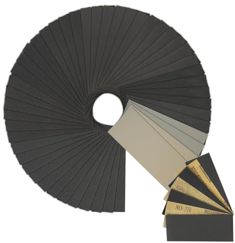 Prebarfun 78 Piezas Papel de Lija 240 x 90 mm, Lija Madera Seco/al Agua Grano de 80 a 3000 para Pulir de Acabado de Coches, Metal, Madera, Muro, Cristal, De La Molienda Gruesa al Pulido Fino
