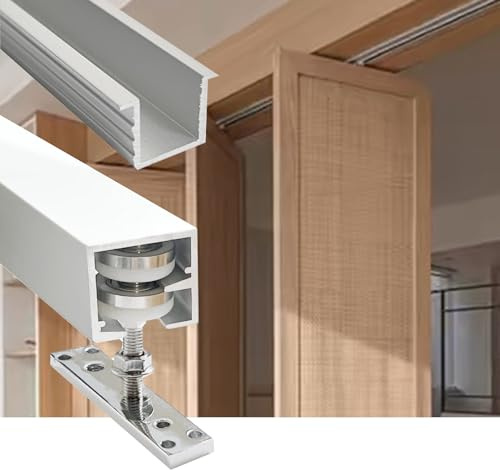 Guia Puerta Corredera Kit de Herrajes para Rieles de Puertas Corredizas Plegables de Estilo Acordeón, Kit de Herrajes para Rieles de Caja, Kit de Rieles para Puertas Corredizas Plegables de Granero, J