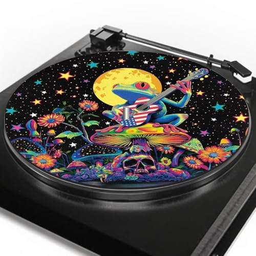 Urndoeng Corky frog Turntable Mat 11.6 Inch Turntable Slipmat Antistatic Anti Slip Felt Platter Slip Mat For Better Sound Fit Vinyl Vintage Player