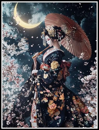 Malen Nach Zahlen Erwachsene Japan Paint by Numbers Adults Geisha Malen Nach Zahlen 10x15cm, DIY Set Erwachsene Handgemalt Acrylfarbe Ölgemälde für Wanddeko Wohnzimmer, Geschenke für Frauen,Model-827