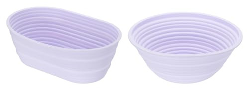 QUARKZMAN Set 2 Cestini Lievitazione Pane Accessori e Adatti Viola Chiaro | In Silicone Cottura, Rivestimento Antiaderente, Forno, Ideali Per Cottura Pane, Pasta Madre e Fornai Casalinghi