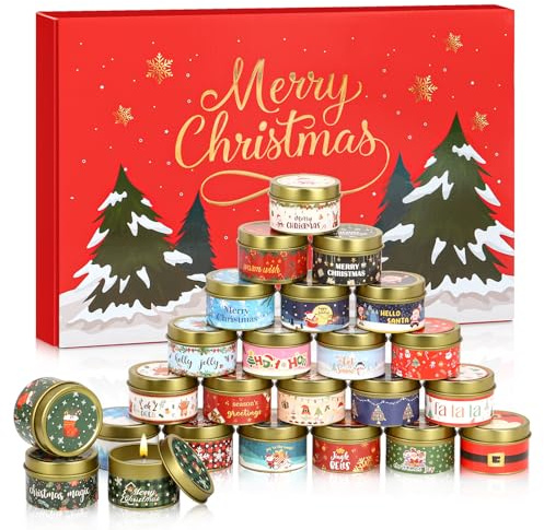 Candle Adventskalender 2025 Erwachsene Frauen – 24 Tage Weihnachten Duftkerze Countdown Kalender für Kollegen Freunde Xmas Urlaub Geschenke für Frau Großmutter Mutter Tochter