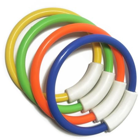 ZUNOXAZ 4pièces Anneaux De Plongée pour Garçon Fille Jouets De Plongée Anneaux Colorés pour Piscine Orange Vert Jaune Bleu