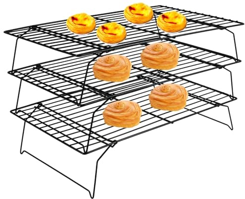 Packool 3-delat kylgaller, hopfällbart, stapelbara bakgaller av rostfritt stål, trådgaller för bakning och matlagning i köket
