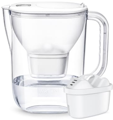 Watus Wasserfilter, WeißWasserfilterkanne, Enthält 1 Watus Kartuschen | Wasserfilterkanne (3,8 Liter), Trinkwasserfilterung zur Reduzierung von Kalk, Chlor, Blei und Kupfer im Leitungswasser