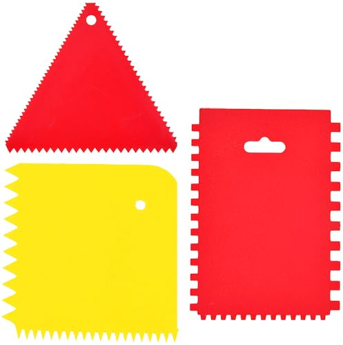 Lot de 3 Spatule Raclette Plastique, Peigne Carrelage, Spatule Enduit Lissage, Grattoir Peinture