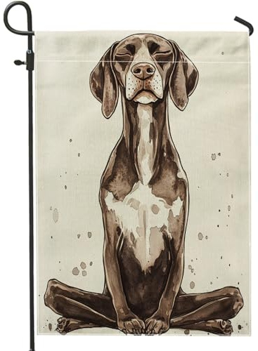 Divertente bandiera tedesca a pelo corto per giardino, 30,5 x 45,7 cm, double face, per esterni, yoga, sport, cuccioli, bandierine per esterni, in tela, simpatiche e divertenti decorazioni per animali