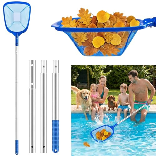 KKSTOTO Pool Kescher, 140 cm Poolkescher Fein mit Teleskopstange, Kescher Teich, Feinmaschig, Teichkescher für Schwimmbad, Teich, Algen & Bestway Pool, Aufstellpool, Planschbecken, Whirlpool