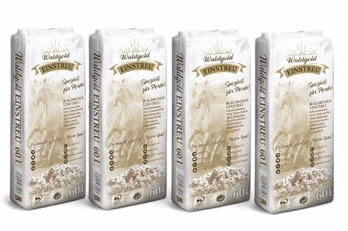 Waldgold Waldboden-Einstreu für Pferde, staubarm und saugfähig 4 x 60 L