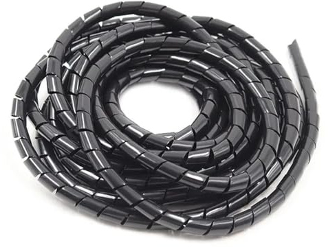Thalawirefix Manicotto flessibile for avvolgicavo a spirale con fascette for tubi di diametro interno da 4 mm a 30 mm Anti-Disordine(Nero,6mm x 15 Meters)