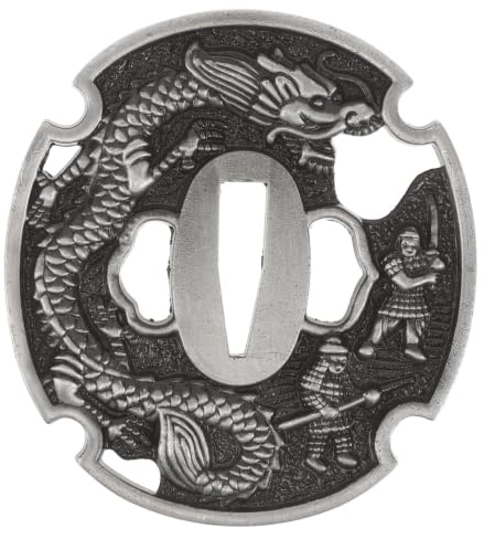 ibasenice Tsuba para : de Metal para Tanto o wakizashi - de Estilo japonés para Entrenamiento, exhibición o reparación de shinai, Ajuste de de Espada con Orificio de 2,6 x 0,7 cm