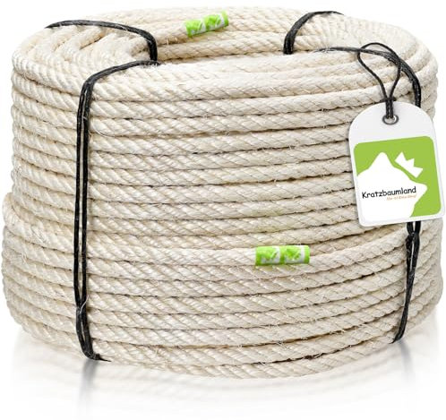 Kratzbaumland Premium-Sisalseil 8 mm, Natur-Sisalseil für Kratzbäume (versch. Längen) (10 Meter)