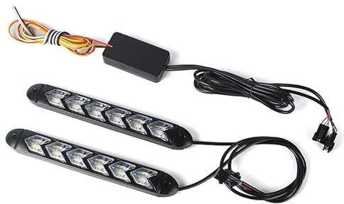 XINFOK 2 luces LED de circulación diurna de color blanco ámbar amarillo con interruptor flexible DRL, impermeables, luces LED de luz diurna (6 LED de 18 cm, blanco y amarillo)
