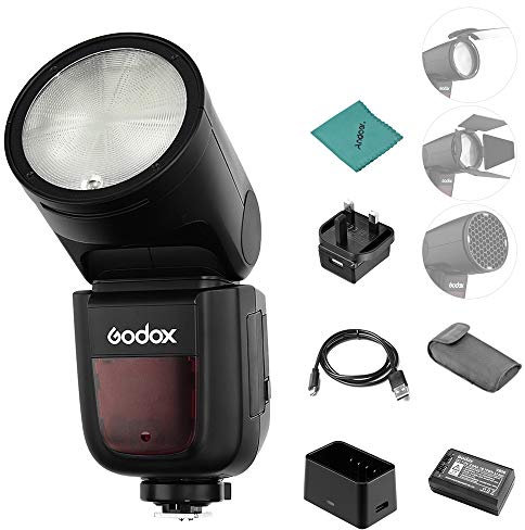 Godox V1F Professional Camera Flash Speedlite Speedlight Round Head Wireless 2.4G for Fuji Fujifilm X-Pro2 X-T20 X-T2 X-T1 GFX50S GFX50R Cameras for Wedding Portrait Studio Photography