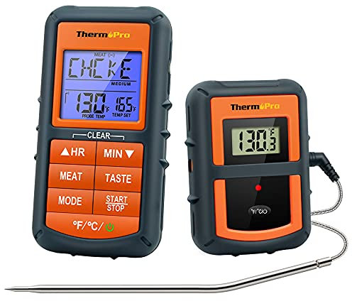 ThermoPro TP07C Inalámbrico Termómetro de Cocina Inalámbrico Asar a la Parrilla, Humador, Barbacoa, Alimentos, Horno Digital Termómetro de Carne