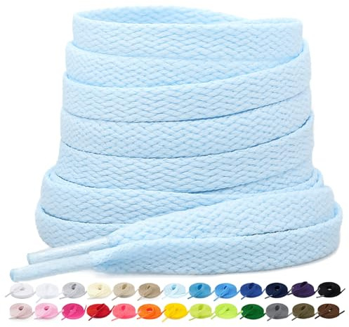 Stepace 2 Paia di Lacci Piatti per Scarpe, Lacci di Ricambio Premium da 8 mm (Larghezza) per Scarpe da Ginnastica, Scarpe Sportive e Casual Azzurro 120cm