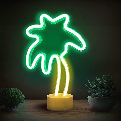 NIWWIN Palmen Neonlichter,Dekoration im hawaiianischen Stilr,Batterie oder USB betrieben,Lichtdekoration für Weihnachtsgeburtstagsfeier Wohnzimmer Schlafzimmer Tisch Kinder Geschenke.