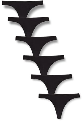 Amazon Essentials Damen Tanga-Unterwäsche Baumwolle, 6er-Pack, Schwarz, 44