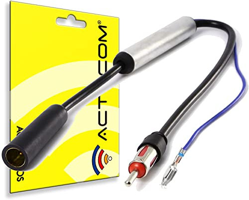 ACTECOM Antena ISO DIN Radio FM y Am Estéreo Señal Amp Amplificador Adaptador de Antena Amplificador de señal Am/FM 12 V Antena de Radio de Coche