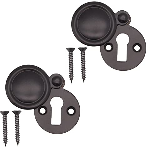 EAI Keyhole Covered Escutcheon Black Victorian, 35mm, 2 Pack