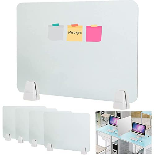 Nisorpa 4 Pack Desk Divider Frosted Acrylic Desktop Privacy Panels 60 x 40cm Office Partition Screen for Counter,Table and Desk, Portable Desk Partition Barrier Panel with Clamps