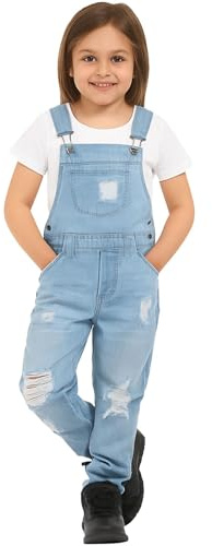 A2Z 4 Kids Girls Denim Dungaree Ripped Jeans Pinafore Full Length Overall All In One Jumpsuit Playsuits 5-13 Years