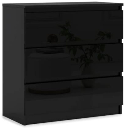 3xE Living Mit 3 Schubladen Kommode in Schwarz in Hochglanz - 70 x 78 x 39 cm (B/H/T)