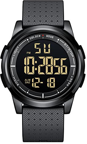 GOLDEN HOUR Ultra-Sottile Minimalista Sport Impermeabile Orologi Digitali Uomo con Display Ampio Angolo Cinturino in Gomma Orologio da Polso per Uomini Donne