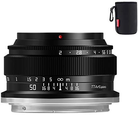 TTartisan 50mm F2 Lente Enfoque Manual de Marco Completo, Compatible con cámaras Sony E-Mount A7 A7II A7III A7R A7RII A7RIII A7RIV A7S A7SII A7SIII A9 A6400 A6000 A6600 A6100 A6500 A6300