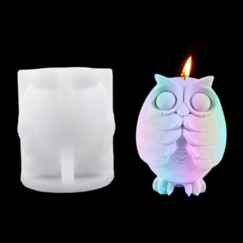 DeryArcle kerzen formen silikon, Eule mit dem Mund bedeckt formen, kerzen Gießformen harzformen Epoxidharz silicone candle mold für DIY Kerze Seifenherstellung Basteln Heimdekorationen (Form B)
