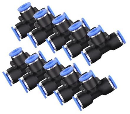 Conector neumático en T de 4 mm IQS de 3 vías, 10 unidades