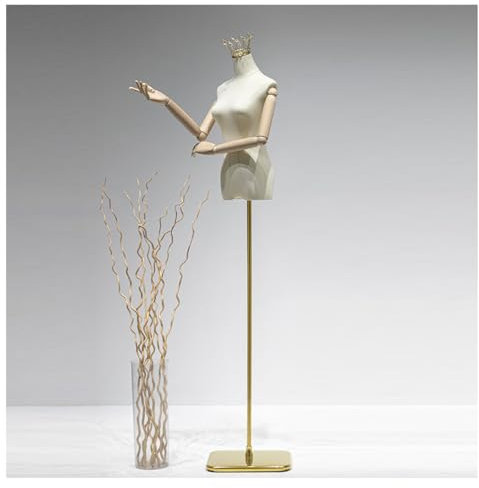 ZBJDX Weibliche Schaufensterpuppe Torso MäNnchen Kleiderform, Hochzeitskleid MäNnchen Mit Metallbasis, KöRperkleidungs Display Kleiderform FüR BekleidungsgeschäFt,Gold