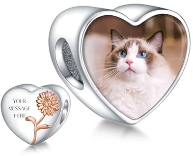 Annmors personalisierte Foto Charm 925 Sterling Silber Familie Mutter Schwester Tochter Schildkröte Fußabdrücke Liebe Glückliches Herz Anhänger Fit Armbänder/Halskette Perlen Schmuck für Frauen