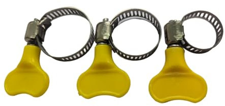 LonESA Schlauchschellen, Edelstahl, verstellbar, 10–16 mm, 16–25 mm, 25–38 mm, 8 mm Breite, Gelb, 15 Stück