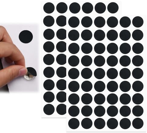 Aieino 108pcs Screw Hole Stickers Black 21mm Furniture Ugly Hole Covers | Self Adhesive, Durable, Sticky, Easy to Use, Screw Caps Cover, for Wood Furniture, Cabinet, Wardrobe, Cupboard, Shelve Plate