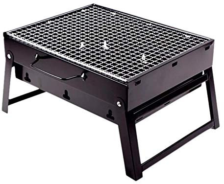 Grill Mini Hushållsgrill Kolgrill Utomhus Vikbar Bärbar Engångsgrill Spis Utomhus Stålspis Bärbar grill (svart 43x29cm)