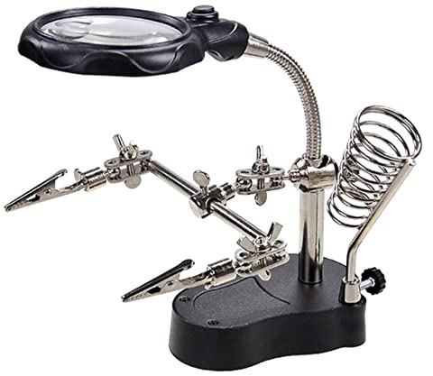 Helping Hands Lupen-Lötstation, 4-fache Acryllinse, LED-Licht, Zum Elektronischen Löten, Modellieren, Lesen