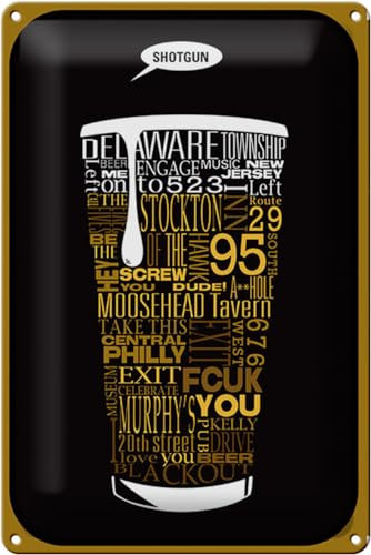 Schild Blech 20x30cm - Made in Germany - Spruch Shotgun Dosenstechen Bier Metall Deko Blechschild