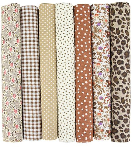 Sarini 7 st 50 x 50 cm lapptäcke bomullstyg bomullstyg hantverk tyg bunt lapptäcke för gör-det-själv handgjord quiltning tyg olika mönster tyg (ton – grå)